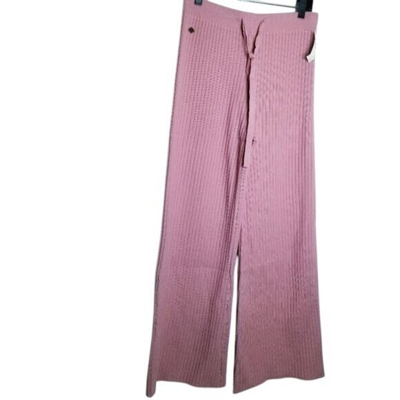 Fade By BKE NWT Womens Ribbed Knit Wide Leg Pants Medium Loungewear Sweatpants - Picture 1 of 11